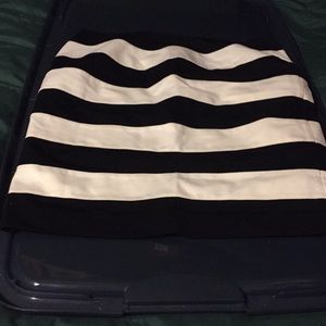 Black and white striped short skirt
